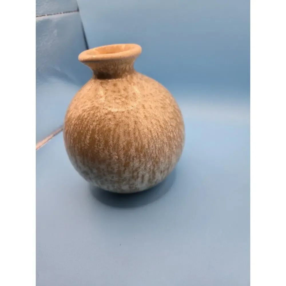 Vintage MCM Studio Pottery Bud Vase Speckled Haresfur Glaze Scandinavian Style